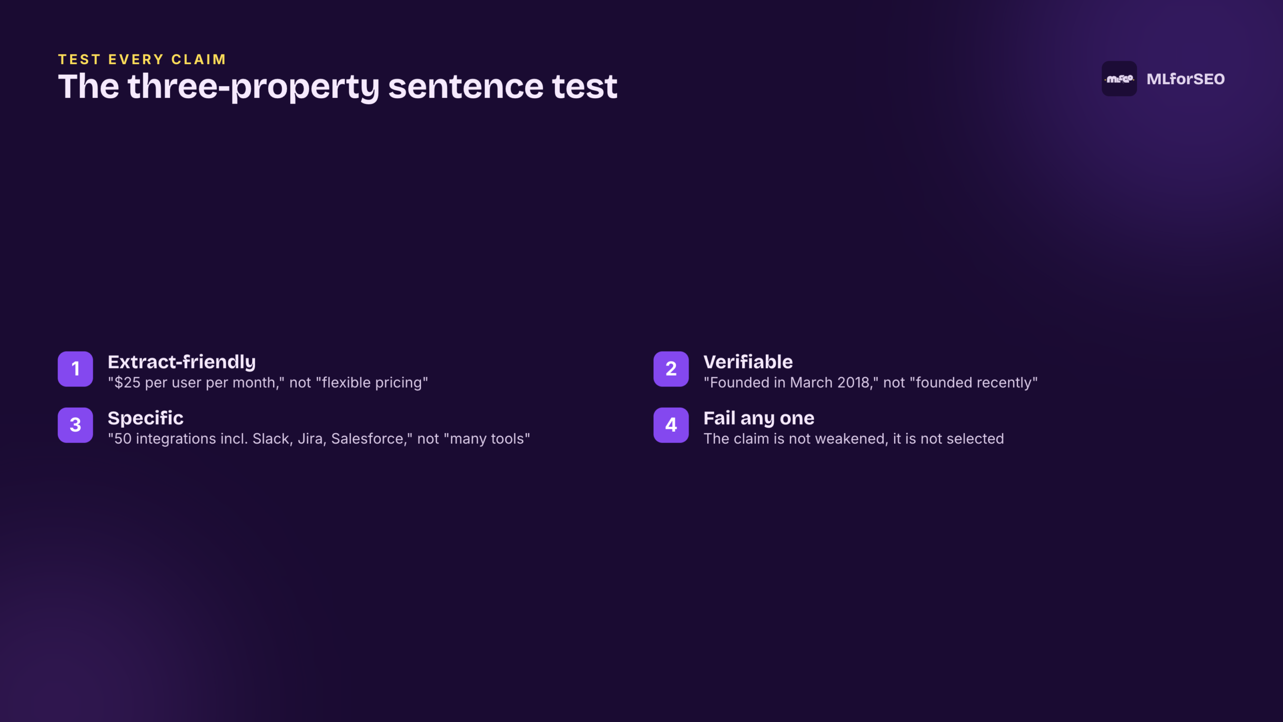 The three-property sentence test