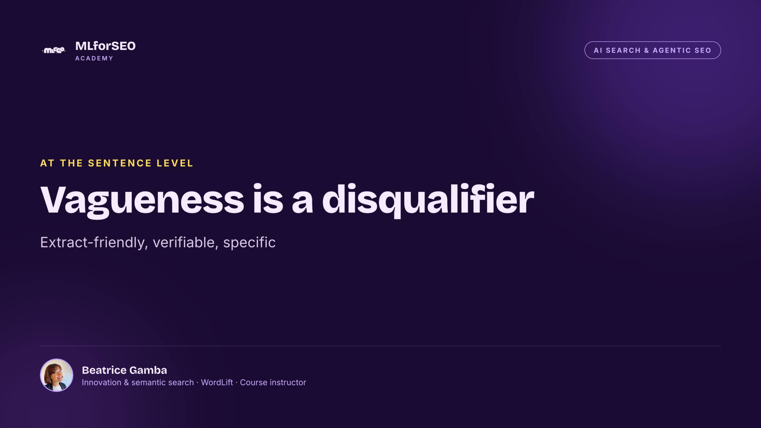 Vagueness is a disqualifier: the three-property sentence test