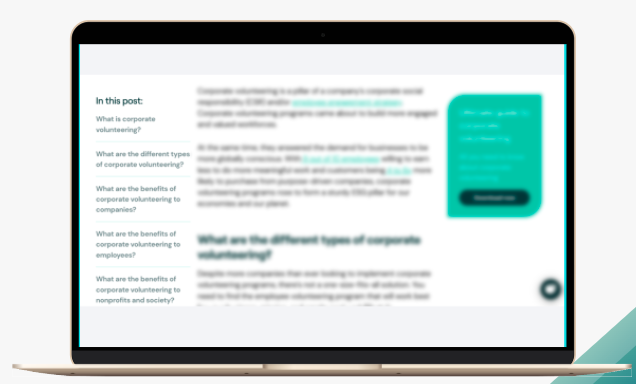 Laptop mock-up of a long-form article with an 'In this post' table of contents in the left sidebar linking to each section