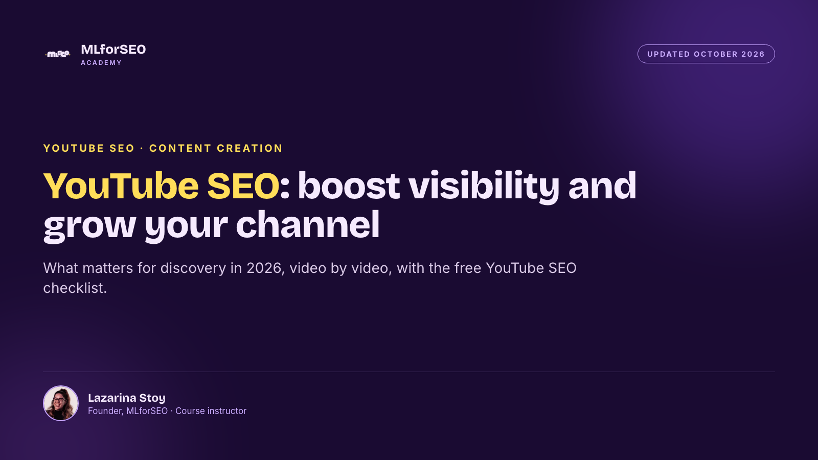 YouTube SEO: How to boost video visibility and grow your channel (free checklist), updated October 2026